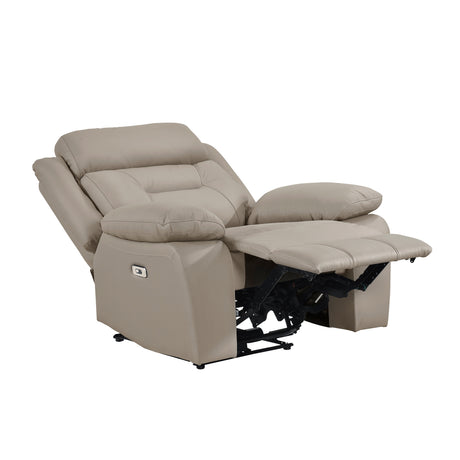 Laconia Dark Gray Leather Double Reclining Sofa from Homelegance - Luna Furniture