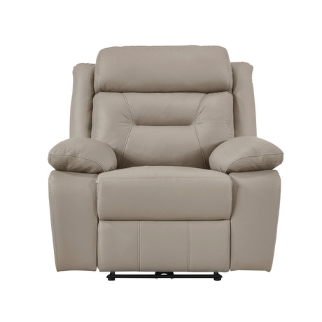 Laconia Dark Gray Leather Double Reclining Sofa from Homelegance - Luna Furniture