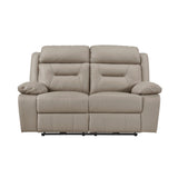 Laconia Latte Leather Power Double Reclining Sofa from Homelegance - Luna Furniture