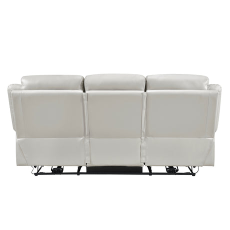 Laconia Silver Leather Double Reclining Loveseat from Homelegance - Luna Furniture