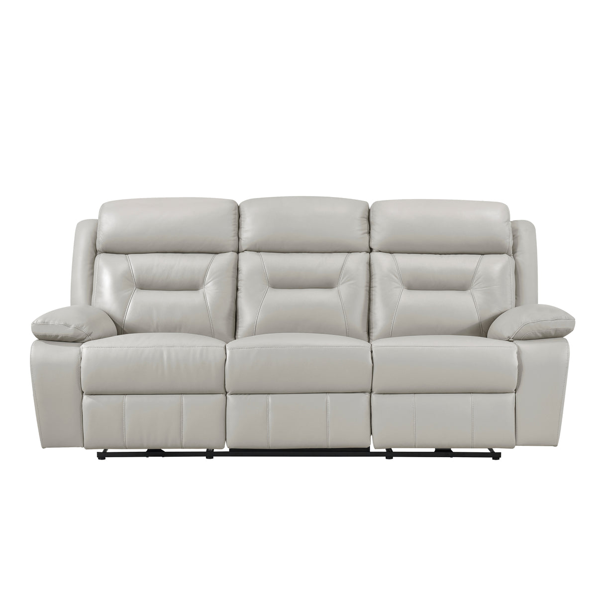 Laconia Silver Leather Double Reclining Loveseat from Homelegance - Luna Furniture