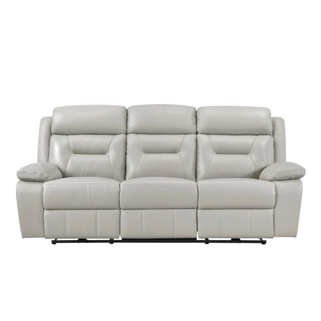 Laconia Silver Leather Double Reclining Loveseat from Homelegance - Luna Furniture