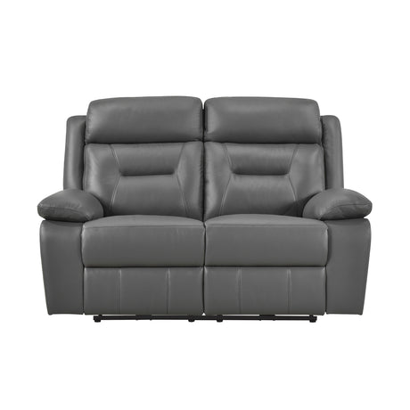 Laconia Dark Gray Leather Power Double Reclining Living Room Set from Homelegance - Luna Furniture