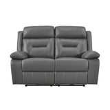 Laconia Dark Gray Leather Power Double Reclining Loveseat from Homelegance - Luna Furniture