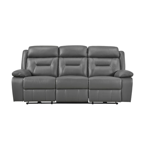 Laconia Dark Gray Leather Power Double Reclining Sofa from Homelegance - Luna Furniture