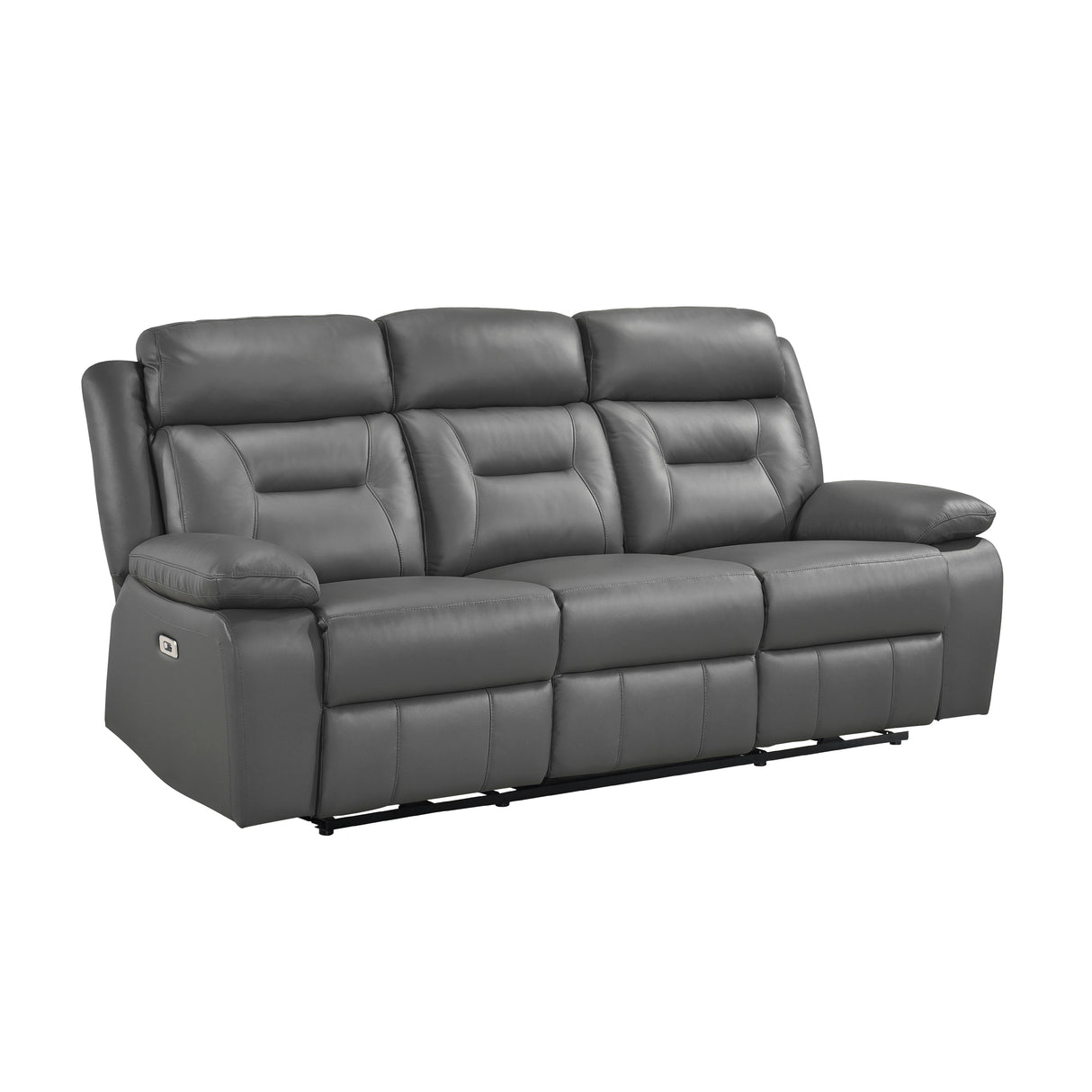 Laconia Dark Gray Leather Power Double Reclining Sofa from Homelegance - Luna Furniture