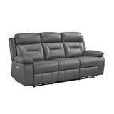 Laconia Dark Gray Leather Power Double Reclining Sofa from Homelegance - Luna Furniture