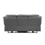 Laconia Dark Gray Leather Power Double Reclining Sofa from Homelegance - Luna Furniture