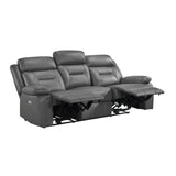 Laconia Dark Gray Leather Power Double Reclining Sofa from Homelegance - Luna Furniture