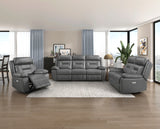 Laconia Dark Gray Leather Power Double Reclining Sofa from Homelegance - Luna Furniture