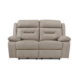 Laconia Latte Leather Power Double Reclining Loveseat from Homelegance - Luna Furniture