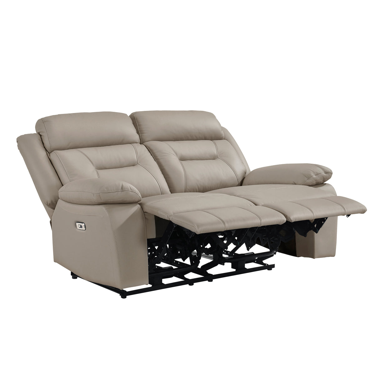 Laconia Latte Leather Power Double Reclining Loveseat from Homelegance - Luna Furniture