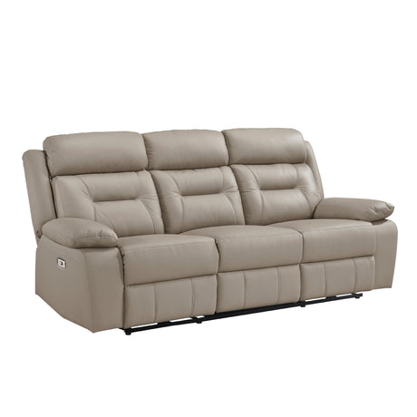 Laconia Latte Leather Power Double Reclining Sofa from Homelegance - Luna Furniture