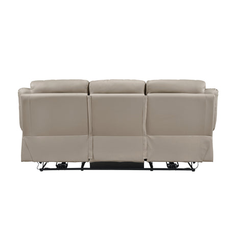 Laconia Latte Leather Power Double Reclining Sofa from Homelegance - Luna Furniture