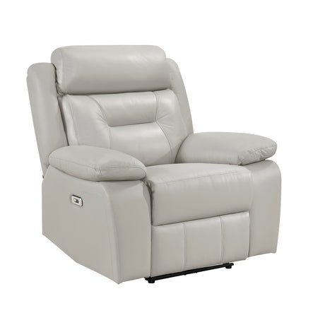 Laconia Silver Leather Power Reclining Chair from Homelegance - Luna Furniture