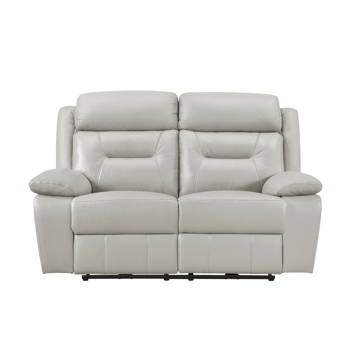 Laconia Silver Leather Power Double Reclining Loveseat from Homelegance - Luna Furniture