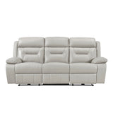 Laconia Silver Leather Power Double Reclining Sofa from Homelegance - Luna Furniture