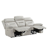 Laconia Silver Leather Power Double Reclining Sofa from Homelegance - Luna Furniture