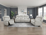 Laconia Silver Leather Power Double Reclining Sofa from Homelegance - Luna Furniture