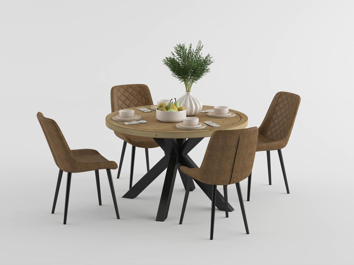 Strata Brown 5-Piece Round Dining Room Set from Homelegance - Luna Furniture