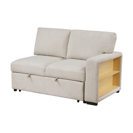 Pompano Beige Boucle Sectional with Left Chaise, Pull-out Bed and Hidden Storage from Homelegance - Luna Furniture