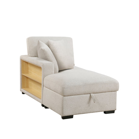 Pompano Beige Boucle Sectional with Left Chaise, Pull-out Bed and Hidden Storage from Homelegance - Luna Furniture