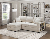 Pompano Beige 3-Piece Sectional with Left Chaise, Pull-out Bed and Hidden Storages, Charging Ports from Homelegance - Luna Furniture
