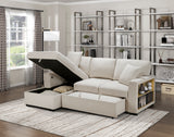 Pompano Beige 3-Piece Sectional with Left Chaise, Pull-out Bed and Hidden Storages, Charging Ports from Homelegance - Luna Furniture
