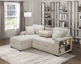 Pompano Beige 3-Piece Sectional with Left Chaise, Pull-out Bed and Hidden Storages, Charging Ports from Homelegance - Luna Furniture