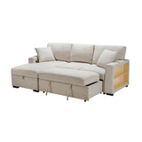 Pompano Beige 3-Piece Sectional with Left Chaise, Pull-out Bed and Hidden Storages, Charging Ports from Homelegance - Luna Furniture