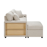 Pompano Beige 3-Piece Sectional with Left Chaise, Pull-out Bed and Hidden Storages, Charging Ports from Homelegance - Luna Furniture