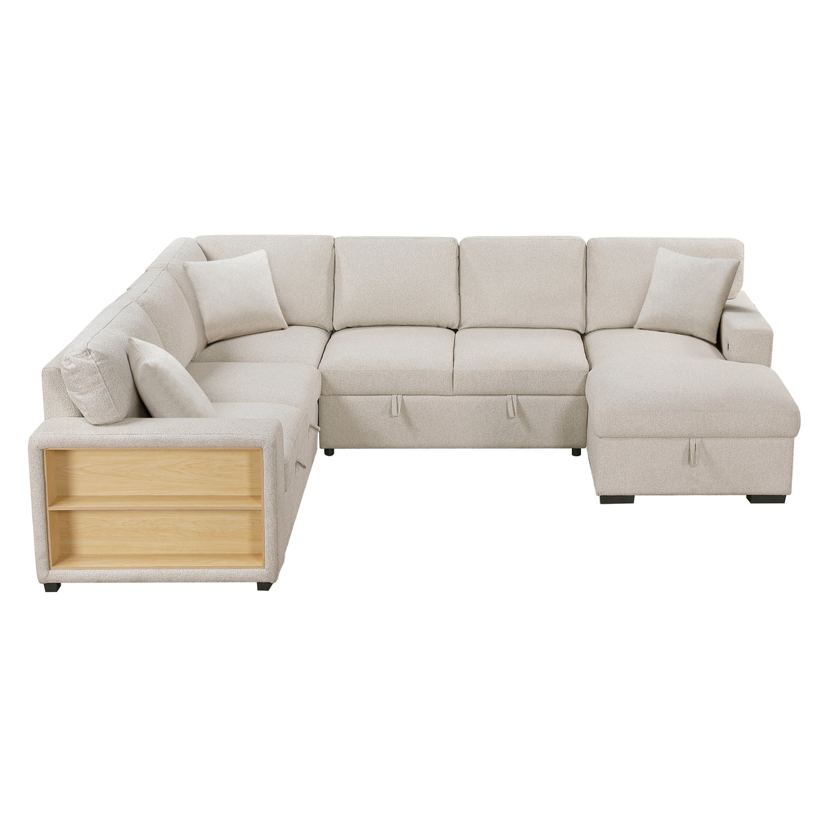 9630BE*42LRC (4)Sectional with Right Chaise, Pull-out Bed and Hidden Storages, Charging Ports from Homelegance - Luna Furniture