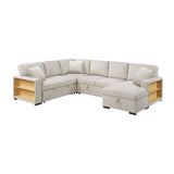 9630BE*42LRC (4)Sectional with Right Chaise, Pull-out Bed and Hidden Storages, Charging Ports from Homelegance - Luna Furniture