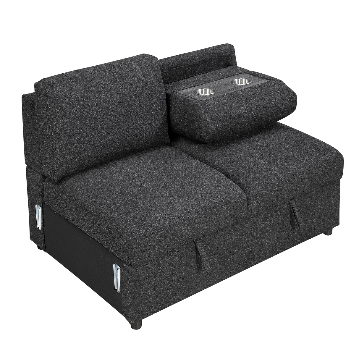 9630BK*42LRC (4)SECTIONAL WITH RIGHT CHAISE, PULL-OUT BED, HIDDEN STORAGES AND SHELVES, CHARGING PORTS from Homelegance - Luna Furniture