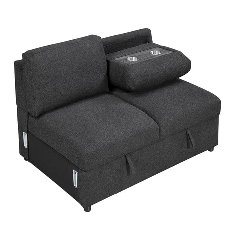 Pompano Black Boucle 4-Piece Sectional with Right Chaise and Pull-out Bed from Homelegance - Luna Furniture
