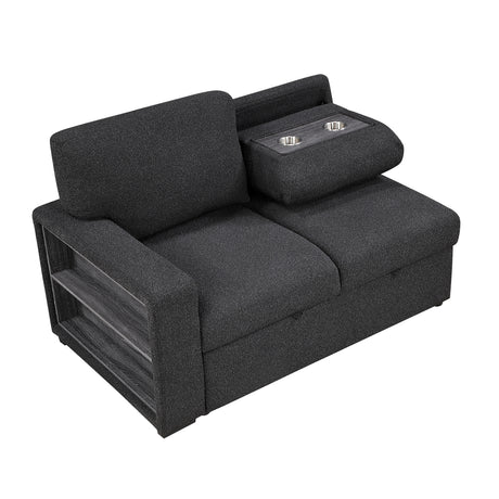 Pompano Black Boucle 4-Piece Sectional with Right Chaise and Pull-out Bed from Homelegance - Luna Furniture