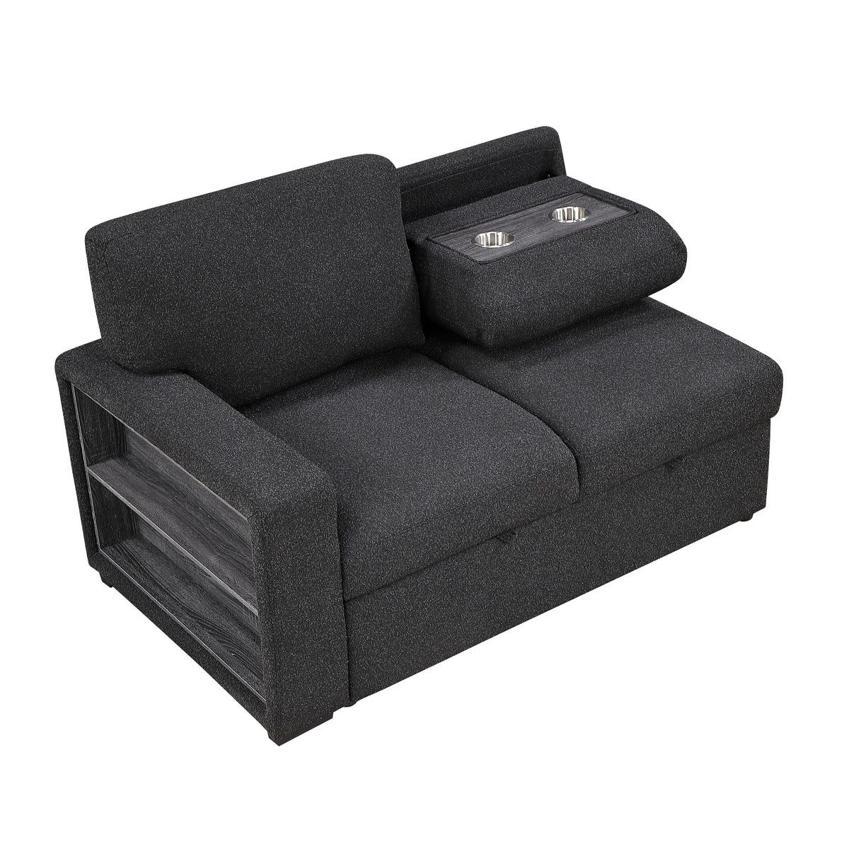 Pompano Black Boucle 3-Piece Sectional with Left Chaise and Pull-out Bed from Homelegance - Luna Furniture