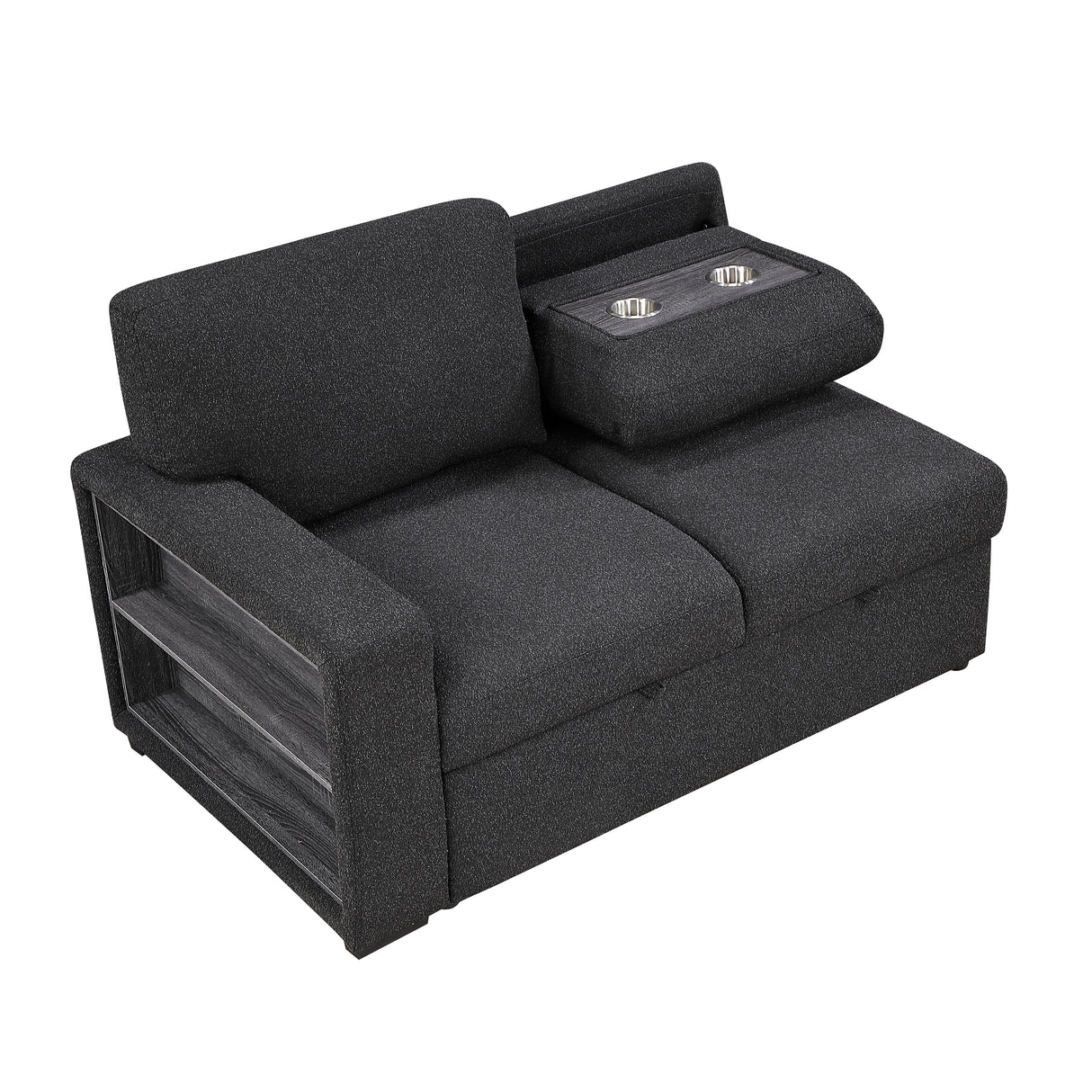 9630BK*22LRC (2)SECTIONAL WITH RIGHT CHAISE, PULL-OUT BED, HIDDEN STORAGE AND SHELVES, CHARGING PORTS from Homelegance - Luna Furniture