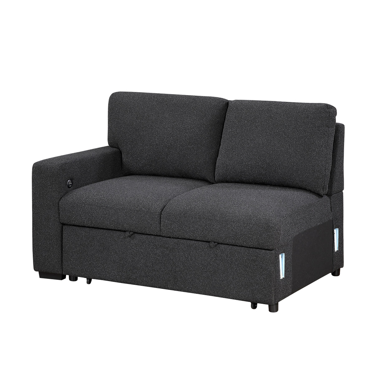 Pompano Black Boucle 3-Piece Sectional with Left Chaise and Pull-out Bed from Homelegance - Luna Furniture