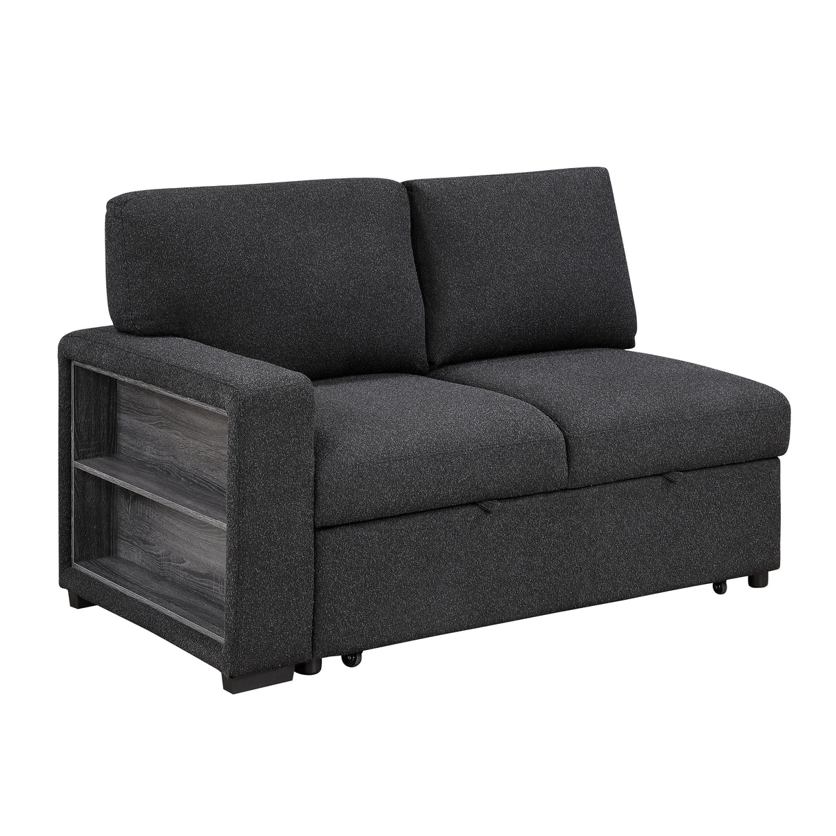 9630BK*42LRC (4)SECTIONAL WITH RIGHT CHAISE, PULL-OUT BED, HIDDEN STORAGES AND SHELVES, CHARGING PORTS from Homelegance - Luna Furniture