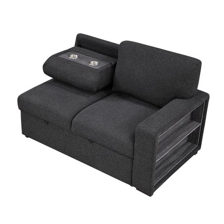 Pompano Black Boucle 3-Piece Sectional with Left Chaise and Pull-out Bed from Homelegance - Luna Furniture