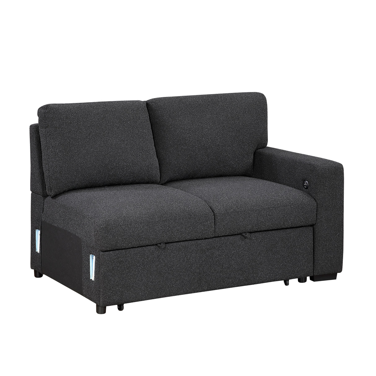 9630BK*3LC2R (3)SECTIONAL WITH LEFT CHAISE, PULL-OUT BED, HIDDEN STORAGES AND SHELVES, CHARGING PORTS from Homelegance - Luna Furniture
