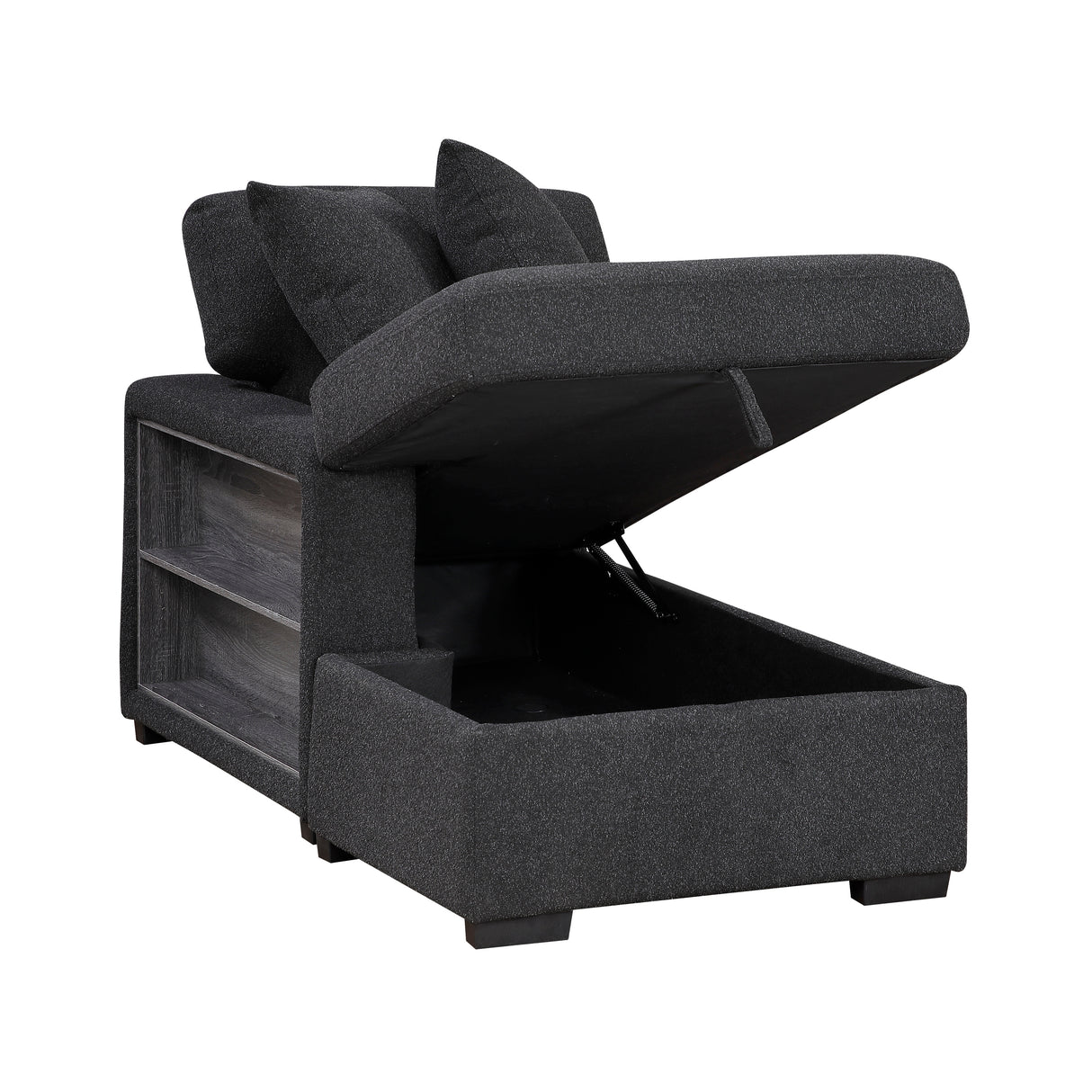 9630BK*3LC2R (3)SECTIONAL WITH LEFT CHAISE, PULL-OUT BED, HIDDEN STORAGES AND SHELVES, CHARGING PORTS from Homelegance - Luna Furniture