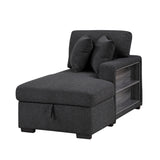 9630BK*42LRC (4)SECTIONAL WITH RIGHT CHAISE, PULL-OUT BED, HIDDEN STORAGES AND SHELVES, CHARGING PORTS from Homelegance - Luna Furniture
