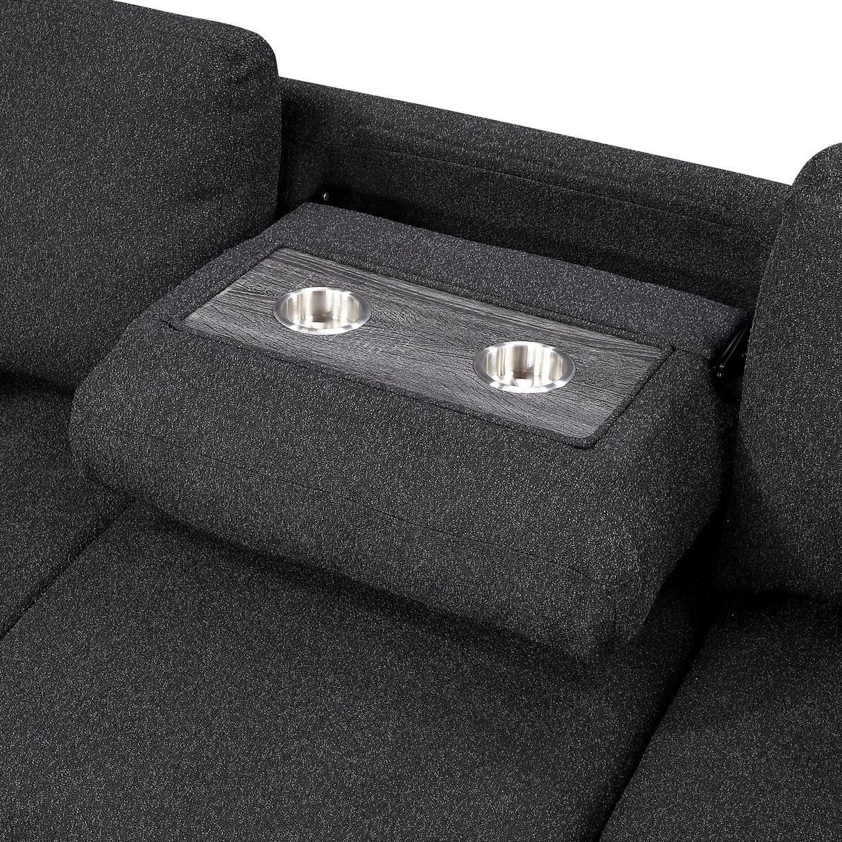 9630BK*42LRC (4)SECTIONAL WITH RIGHT CHAISE, PULL-OUT BED, HIDDEN STORAGES AND SHELVES, CHARGING PORTS from Homelegance - Luna Furniture