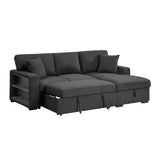 9630BK*22LRC (2)SECTIONAL WITH RIGHT CHAISE, PULL-OUT BED, HIDDEN STORAGE AND SHELVES, CHARGING PORTS from Homelegance - Luna Furniture