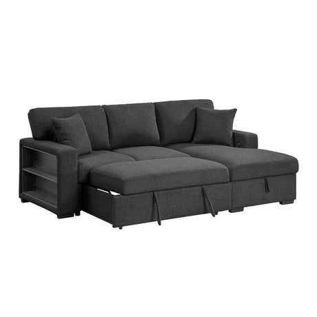 Pompano Black Boucle 2-Piece Sectional with Right Chaise and Pull-out Bed from Homelegance - Luna Furniture