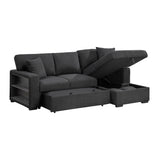 9630BK*22LRC (2)SECTIONAL WITH RIGHT CHAISE, PULL-OUT BED, HIDDEN STORAGE AND SHELVES, CHARGING PORTS from Homelegance - Luna Furniture