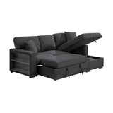 9630BK*22LRC (2)SECTIONAL WITH RIGHT CHAISE, PULL-OUT BED, HIDDEN STORAGE AND SHELVES, CHARGING PORTS from Homelegance - Luna Furniture