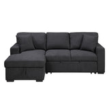 Pompano Black Boucle 2-Piece Sectional with Left Chaise and Pull-out Bed